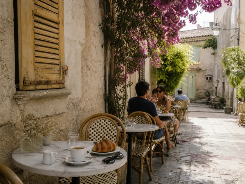 Terrasse de café dans le Vieil Antibes