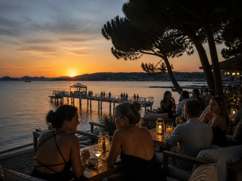 Soirée au bord de la mer à Juan-les-Pins